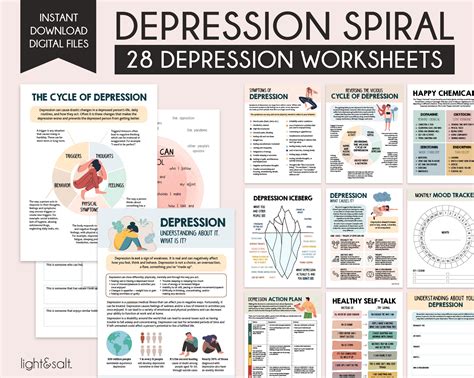 The Depression Spiral Worksheets Depression Anxiety Etsy