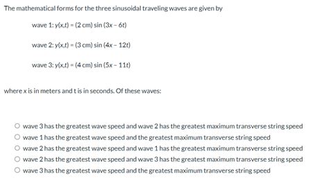 Solved The Mathematical Forms For The Three Sinusoidal