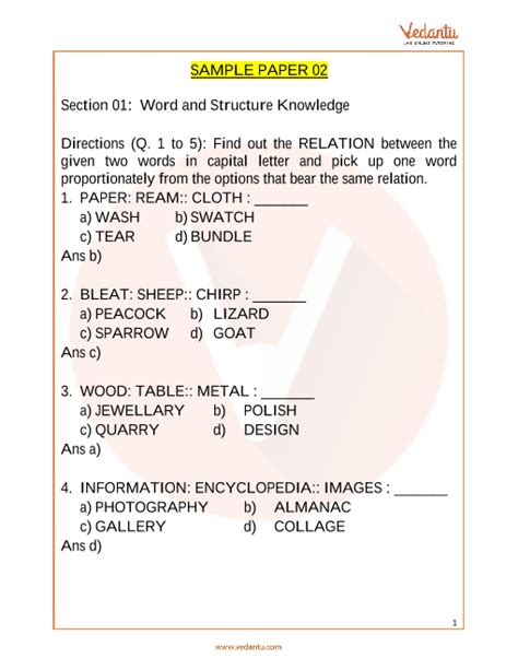 Ieo English Sample Paper 2 For Class 8 With Solutions