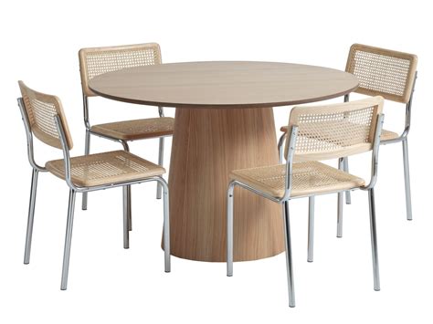 KLIPLEV D120 Table Oak 4 HASSING Chairs Rattan JYSK