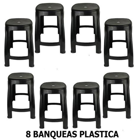 kit c 8 Banco Plástico Banqueta Suporta Até 100 Kg Resistente Cores