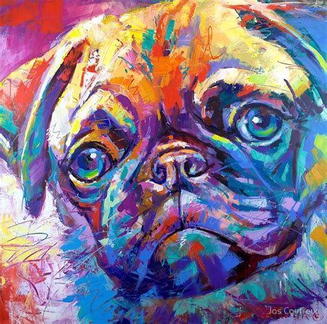 Pug In Vibrant Colours Photographic Print For Sale By Jos Coufreur