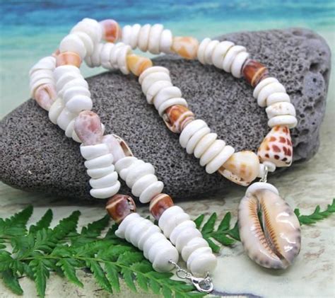 Large Puka Shell Necklace With Cone Shells And Cowrie Shell Etsy