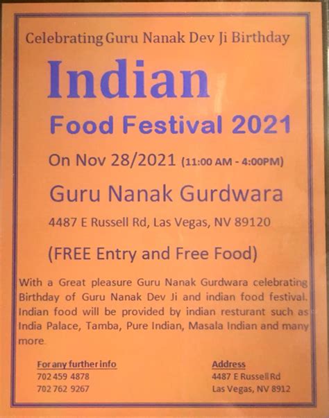 Guru Nanak Dev Ji Gurpurab Celebrations and Indian Food Festival ...