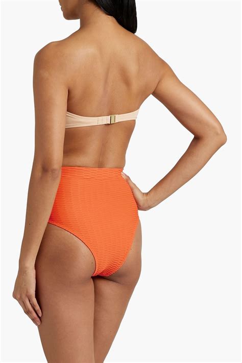 Solid Striped Jacquard High Rise Bikini Briefs The Outnet