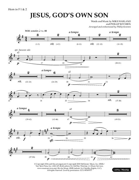 Jesus God S Own Son Choral Anthem SATB French Horn Sheet Music PDF