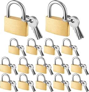 Kenning 16 Pcs Solid Keyed Alike Padlocks 0.98" Solid Brass Padlock with Key Weatherproof ...