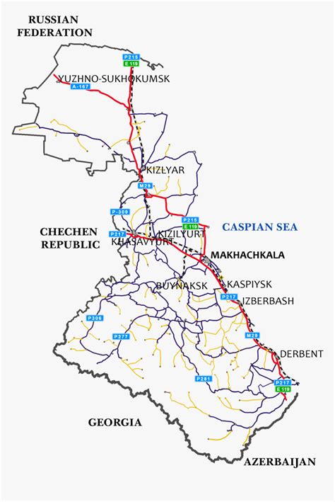 Road Map Of Dagestan - Dagestan Road Map, HD Png Download - kindpng