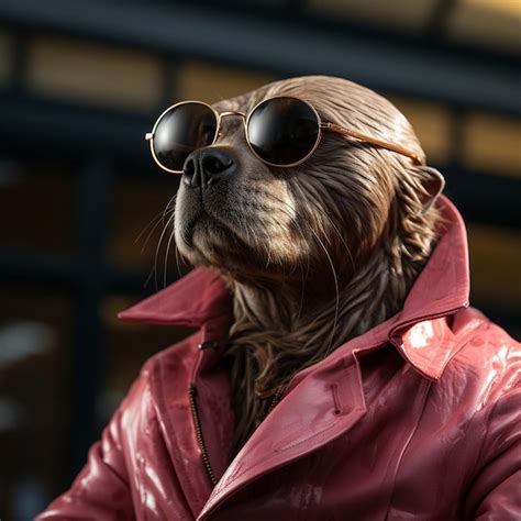 Premium Photo A Photo Of A Seal Wearing A Pink Jacket And Sunglasses