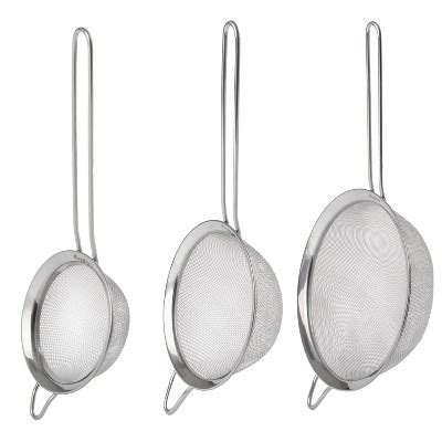 BergHOFF 3Pc Essentials Fine Mesh Strainer, 18/8 Stainless Steel, Long ...