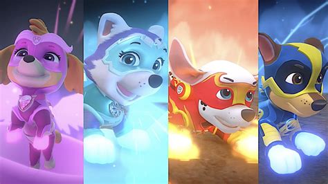 Paw Patrol Mighty Pups Chase Everest Marshall And Skye Save Jake