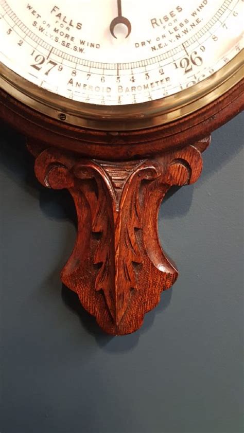 Victorian Carved Oak Banjo Barometer