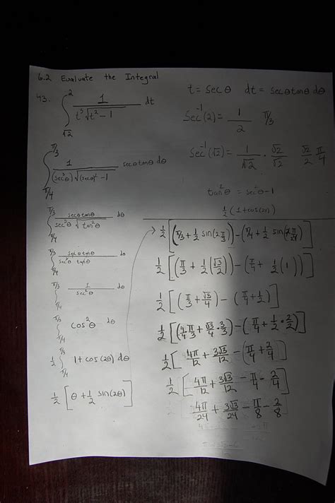 Calculus Evaluate The Integral Int 2 { Sqrt{2}} Frac{1}{t 3 Sqrt{t 2 1}}dt Mathematics