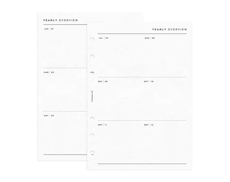 A5 PLANNER // YEARLY Overview Planner Minimal Printable Inserts // Year at A Glance Minimalist ...