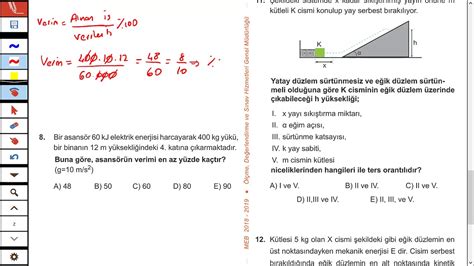 11 SINIF MEB KAZANIM KAVRAMA TESTİ 9 ENERJİ VE HAREKET 2 2018 2019