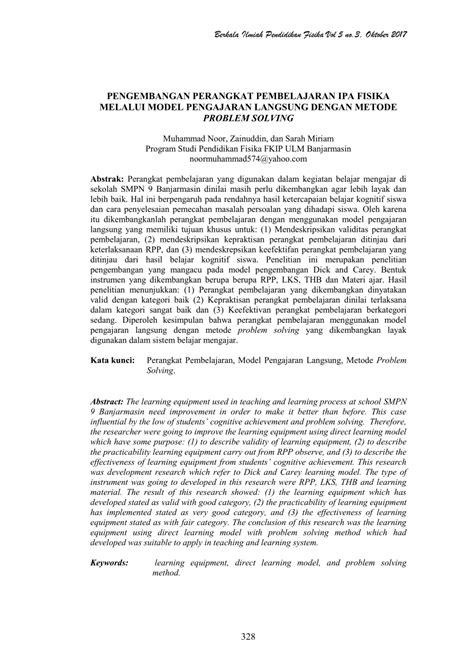 Pdf Pengembangan Perangkat Pembelajaran Ipa Fisika Melalui Model Pengajaran Langsung Dengan