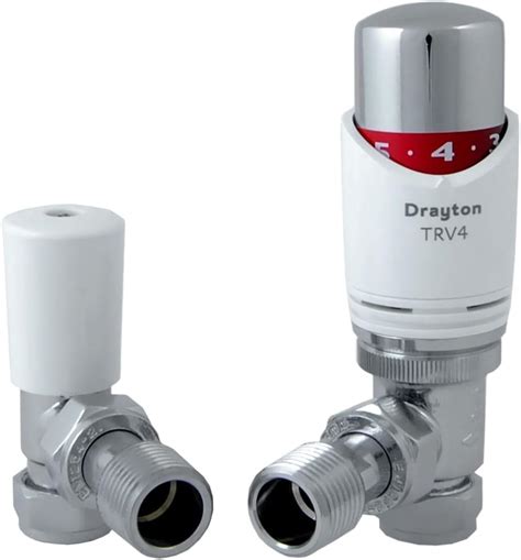 Drayton TRV4 Classic Thermostatic Radiator Valve And Lockshield Angled