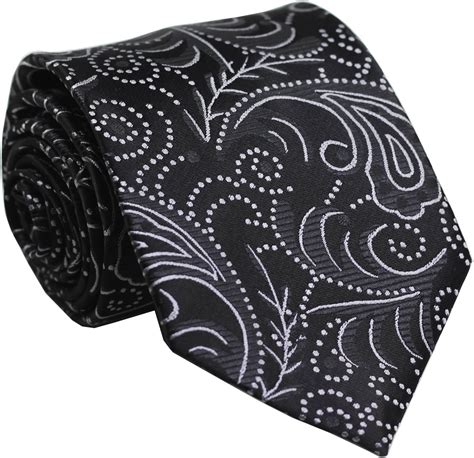 Secdtie Men S Classic Black Silver Jacquard Woven Silk Tie Business