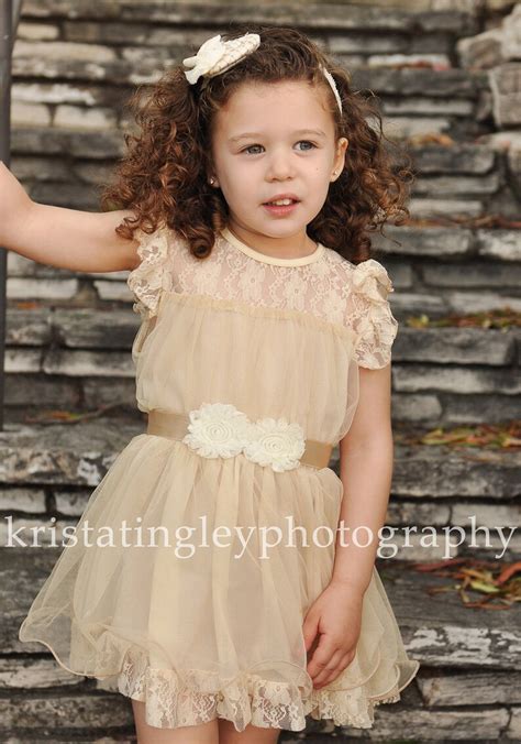 The Original Olivia Vintage Beige Flower Girl Lace Dress Made Etsy