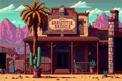 Premium Ai Image Pixel Art Wild West Town Building Wild West City