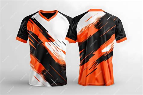 Premium Photo | A pair of orange and black jerseys with orange stripes