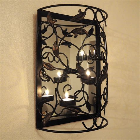 Wall Mounted Metal Candle Holder with Mirror/Sconce/Shabby Chic ...