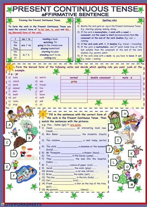 Present Continuous Exercise For Elementary