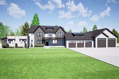 Two Story Transitional Home Plan With Oversized Rv Garage Sq Ft