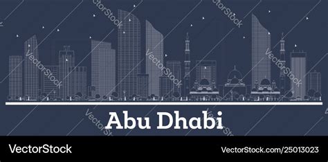 Outline Abu Dhabi Uae City Skyline With White Vector Image