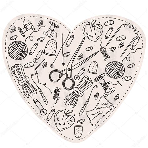 Heart With Sewing Items — Stock Vector © Tasia12 5686131