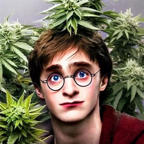 Harry Potter Smoking Weed Surrounded By Weed Plants Stable