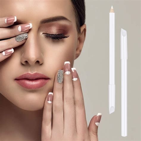 Piece White Nail Pencil Set With Cuticle Pusher For Diy French Nail