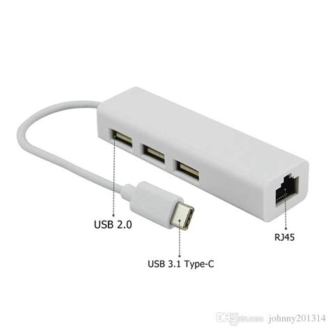 USB Type C 2.0 To LAN Adapter With USB Hub 3 Port