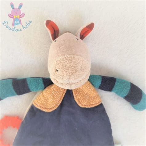 Doudou Plat Ane Cheval Zig Et Zag Bleu Ray Color Moulin Roty