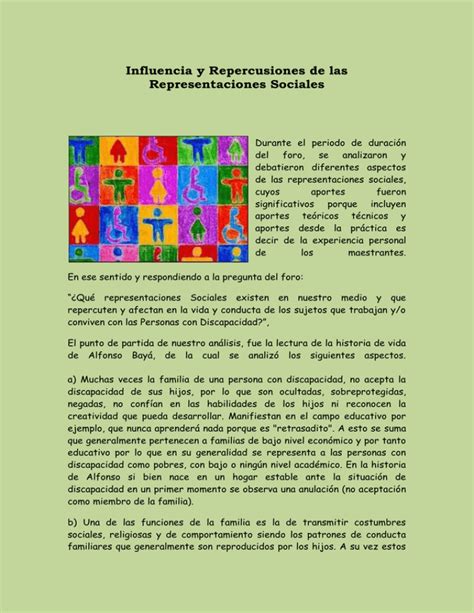 Influencia Y Repercuciones De Las Representaciones Sociales