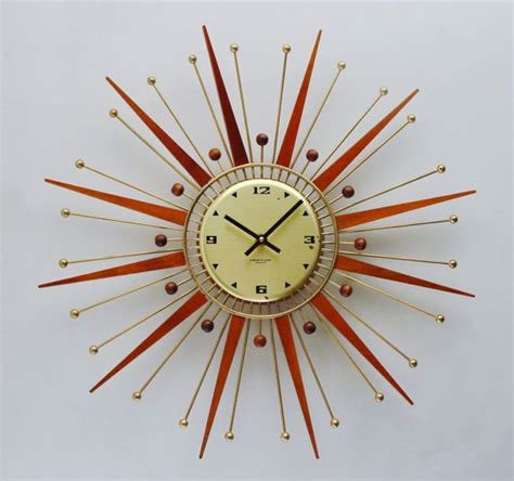 Starburst Clock Sunburst Wall Clock By Westclox Mid Century Etsy Wall Clock Clock Sunburst