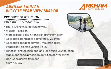 Arkham Bike Mirror For Handlebar Hd Glass Bicycle Mirror Shakeproof