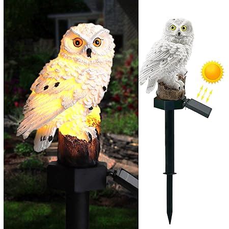 DSDecor Garden Solar Lights Outdoor Decorative Resin Owl Solar LED