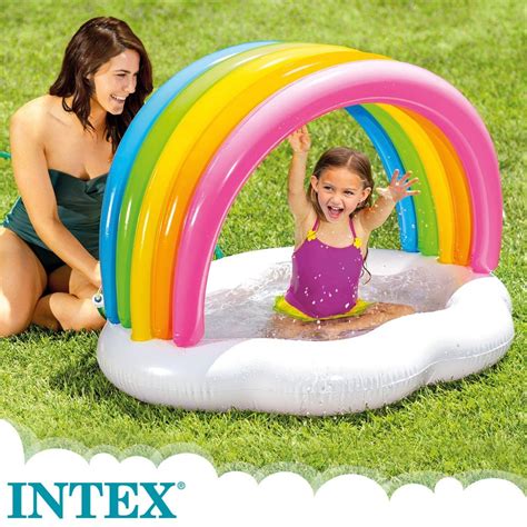 Piscina Insufl Vel Arco Ris Jato De Gua Intex X X Cm