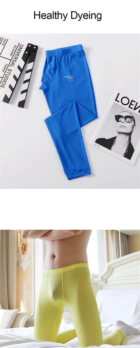 Ensemble de lingerie Ice InjSee Through Long John Elastic Leggings pour hommes sous vêtements