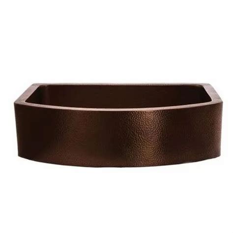 Vansh Handicrafts Glossy Copper Double Wall D Shape Sink For Kitchen Size 33x225x9 Inches At