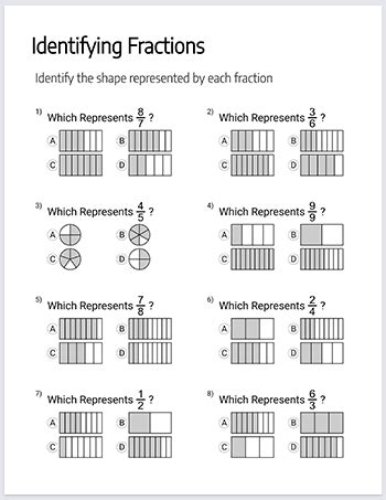 Fraction Worksheets Generator