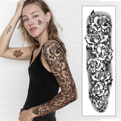 Soovsy Full Arm Temporary Tattoos Sheets D Extra Large Realistic