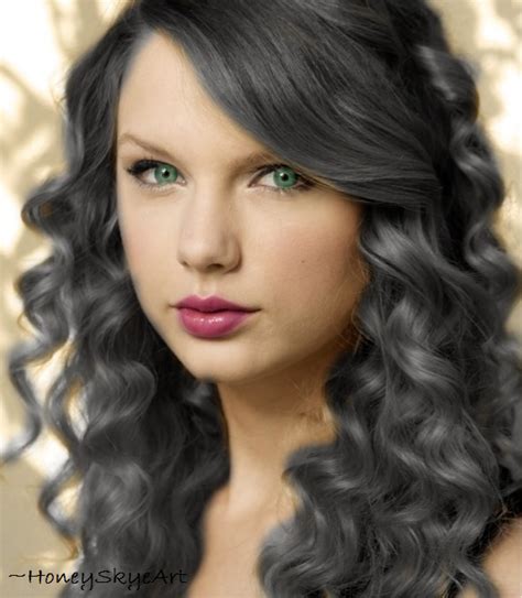 Taylor Swift with black hair, green eyes by HoneySkyeArt on DeviantArt