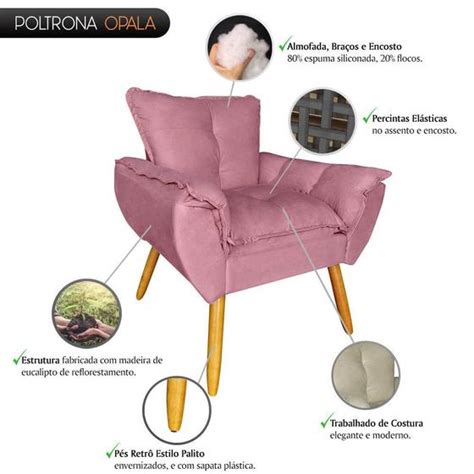 Cadeira Poltrona Opala Para Penteadeira Camarim Suede Rosa Borsuk