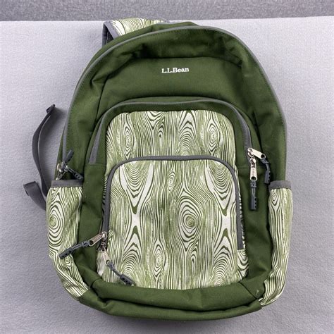 L.L. Bean Backpack Green School Camping Hiking Pockets - Gem