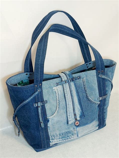 Hand Crafted Large Denim Tote Bag Made From Pre Loved Jeans Etsy