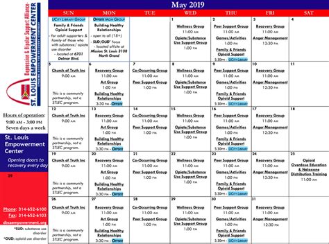 STLEC Calendar May 2019 DBSA St Louis Empowerment Center