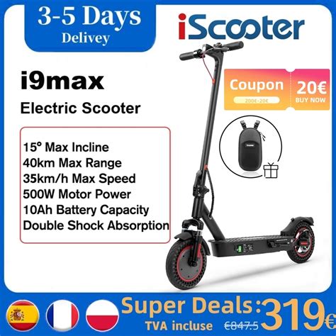 IScooter I9Max Electric Scooter Adults 10Ah Electric Scooters Max Motor