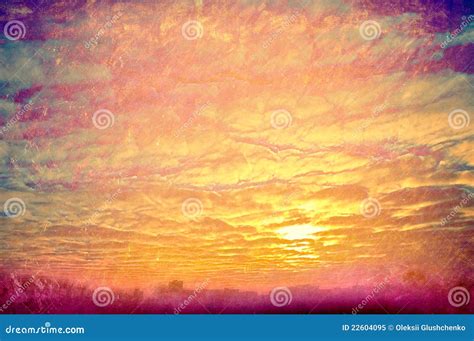 Yellow clouds on sunset. stock illustration. Illustration of empty ...